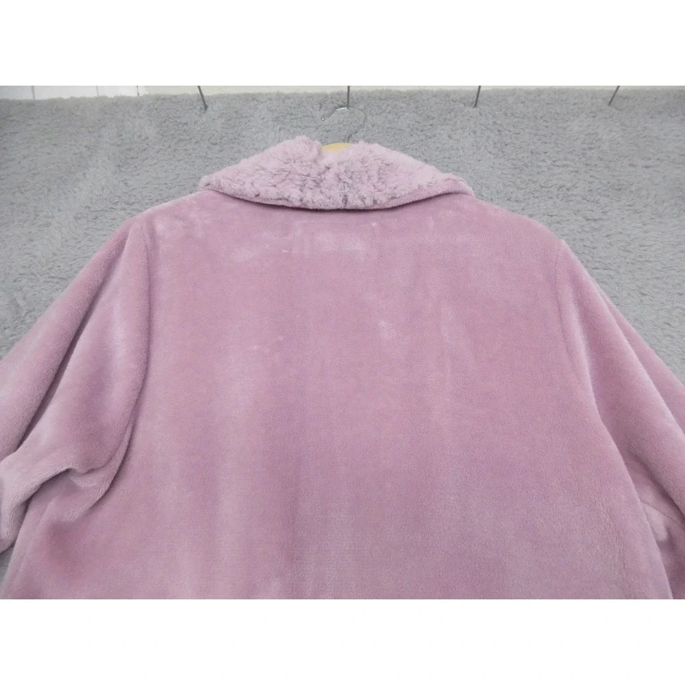 Carole Hochman Plush Fleece Robe Womens M Pink Faux Fur Trim Cozy Cottagecore